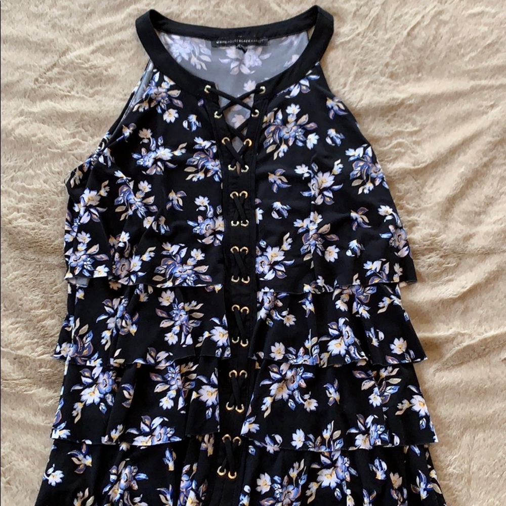 White House black market ruffle tank top